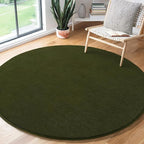 Amearea Olive Green Round Area Rugs 5ft Washable Circle Rugs - Image 2