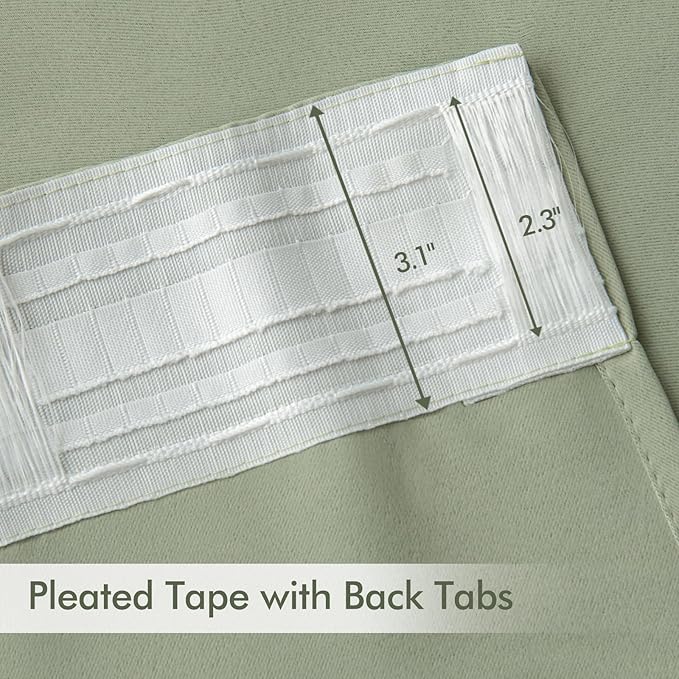 MIULEE Sage Green Back Tab Blackout Curtains 96 Inch Length 2 Panels Set - Image 4