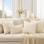 Topfinel Decorative Beige Throw Pillow Covers Cushion Cases, Natural Home Decor - Image 2