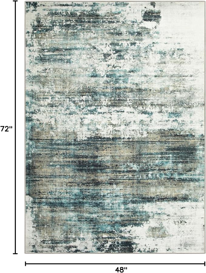 4x6 Area Rugs Washable Rug: Modern Abstract Living Room Rug Soft Anti-Skid Thin - Image 2