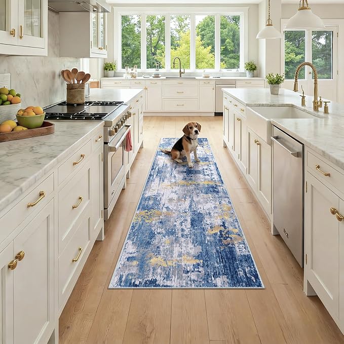 Washable Area Rugs 2x7 Non-Slip Modern Abstract Soft by RELEANY