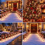 20 Pack Solar Candy Cane Pathway Lights, Warm White Christmas Yard Decor