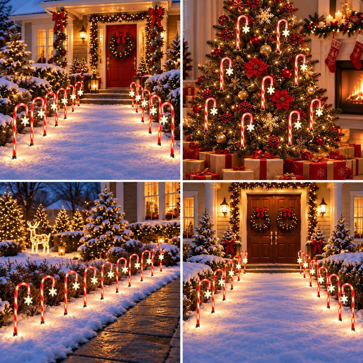 20 Pack Solar Candy Cane Pathway Lights, Warm White Christmas Yard Decor