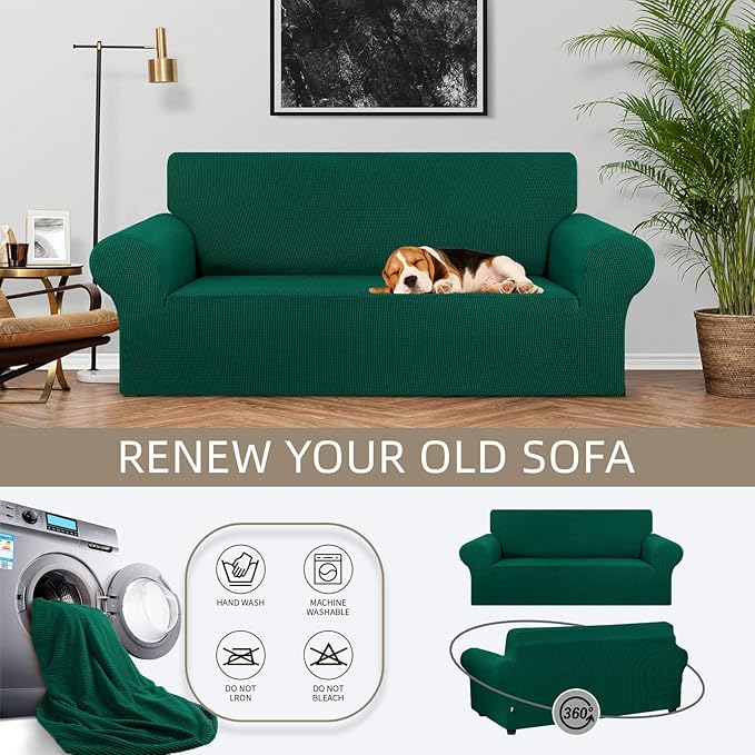 KEKUOU Stretch Loveseat Sofa Cover Slipcover, Couch Covers - Image 3