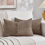 Fancy Homi Set of 2 Light Brown Lumbar Decorative Throw Pillow Covers 16x26 Inch by Fancy+Homi