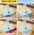 18 inch Reusable Mop Pads Microfiber Spray Mop Replacement Heads for Wet/Dry Mops Compatible with Bona Floor Care System (6 Pack) (Blue)