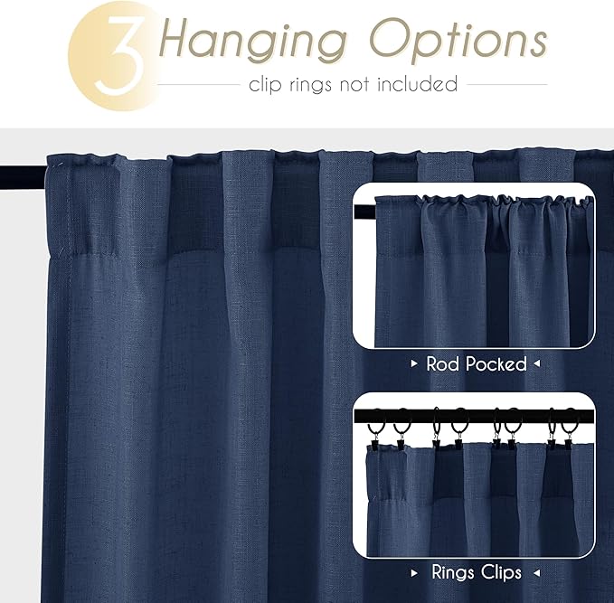 Navy Blue Curtains 96 inch Length - Image 6