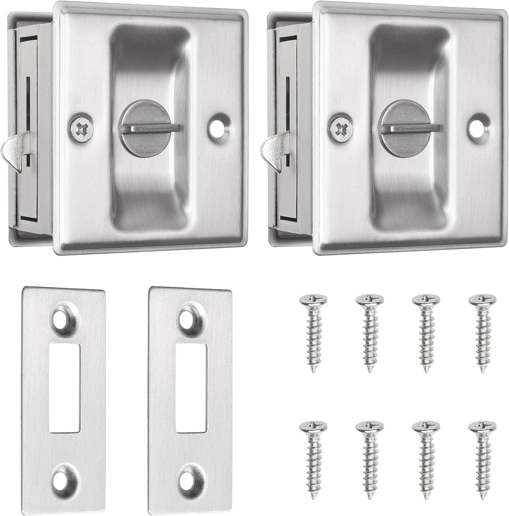 2-Pack Heavy-Duty Door Security Lock – Childproof Reinforcement Latch, Withstands 800 lbs of Force, Includes 8 Screws – Home Safety and Privacy Protection (White)
