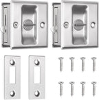 2-Pack Heavy-Duty Door Security Lock – Childproof Reinforcement Latch, Withstands 800 lbs of Force, Includes 8 Screws – Home Safety and Privacy Protection (White)