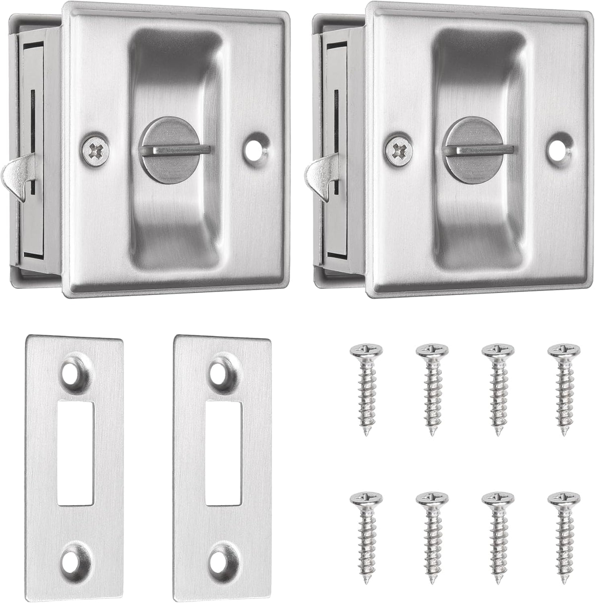 2-Pack Heavy-Duty Door Security Lock – Childproof Reinforcement Latch, Withstands 800 lbs of Force, Includes 8 Screws – Home Safety and Privacy Protection (White)