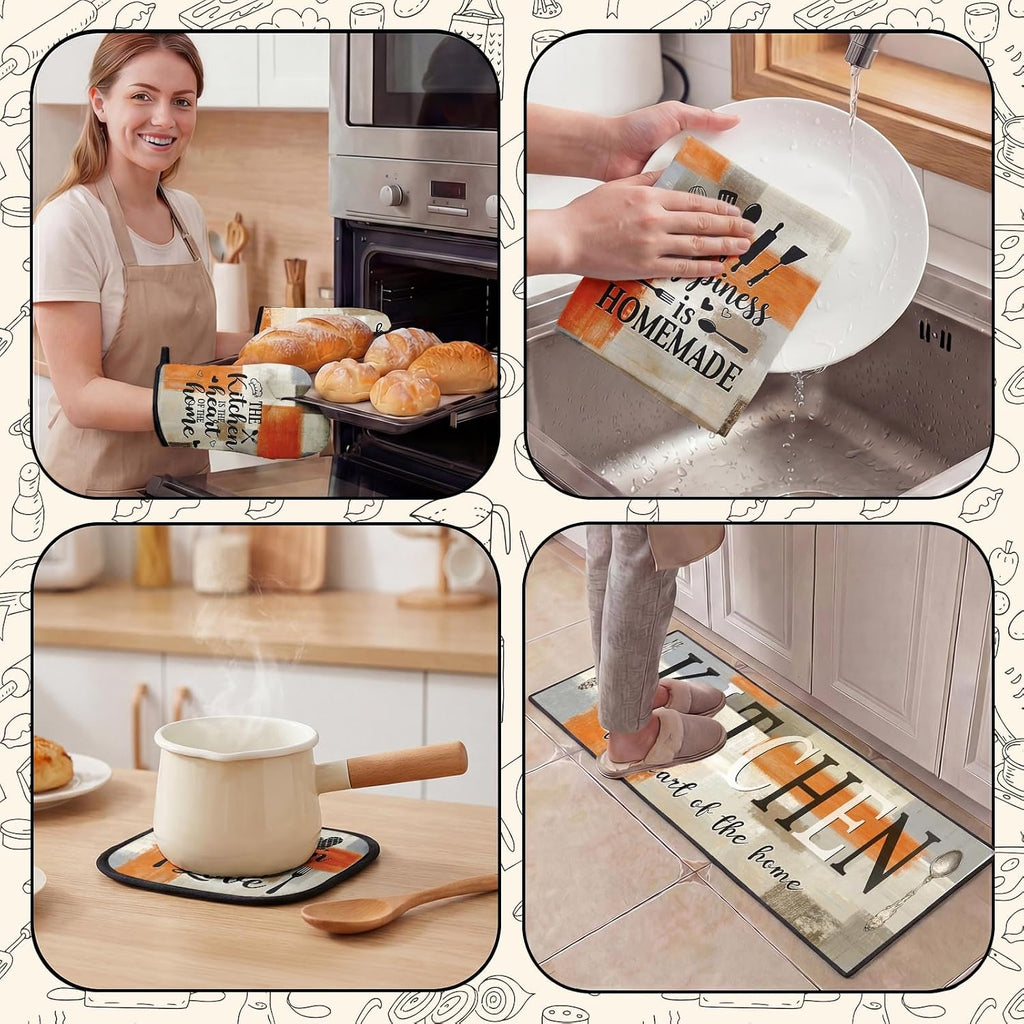 Kitchen Decor and Accessories Set of 10, Orange Beige