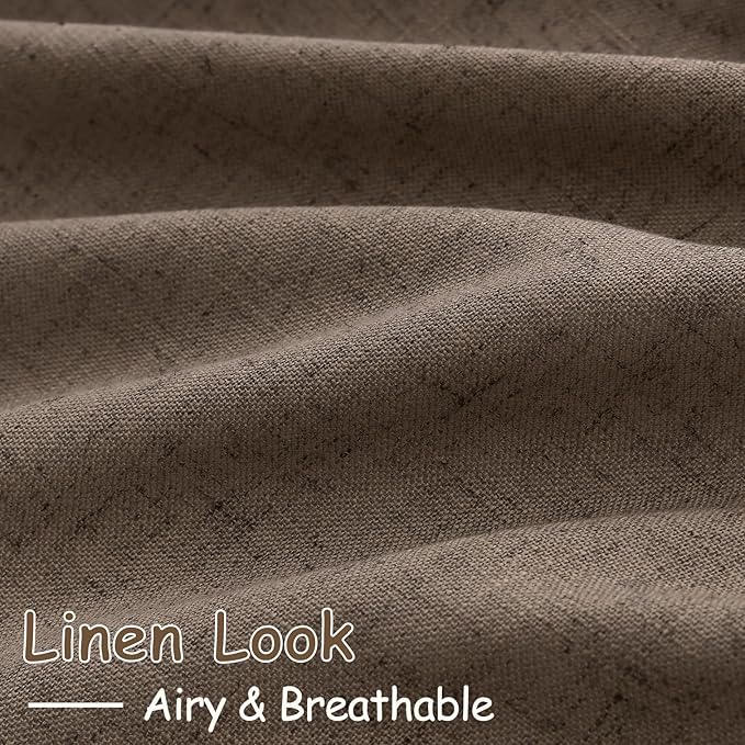 Light Brown Linen Curtains 90 Inch Length 2 Panels Set - Image 5