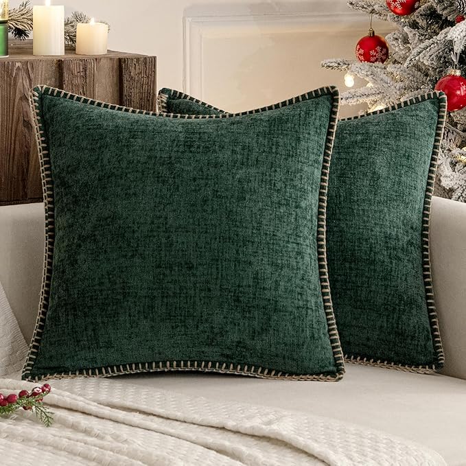 MIULEE Pack of 2 Christmas Pillow Covers 20x20 Inch Dark Green Farmhouse by MIULEE