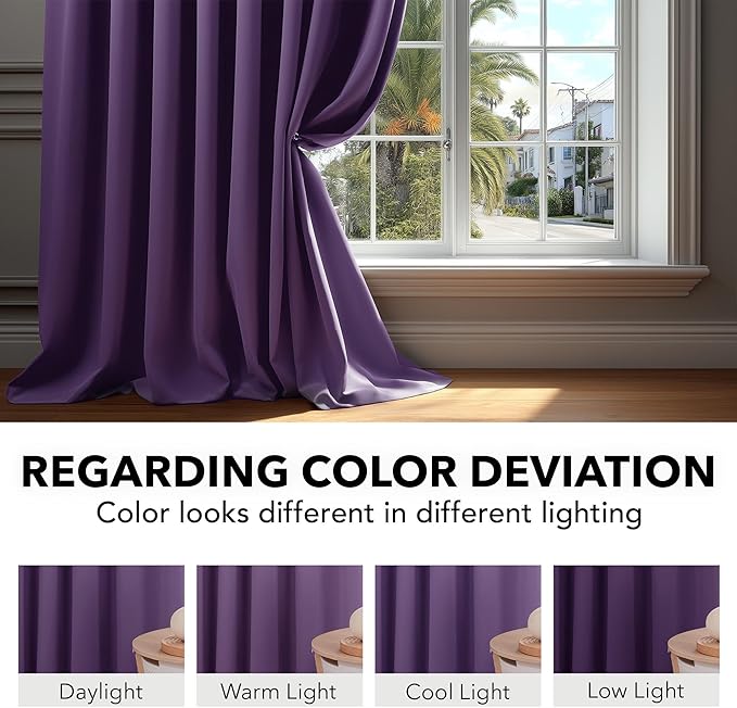 Deconovo Room Darkening Curtains Back Tab and Rod Pocket Curtains Thermal - Image 6