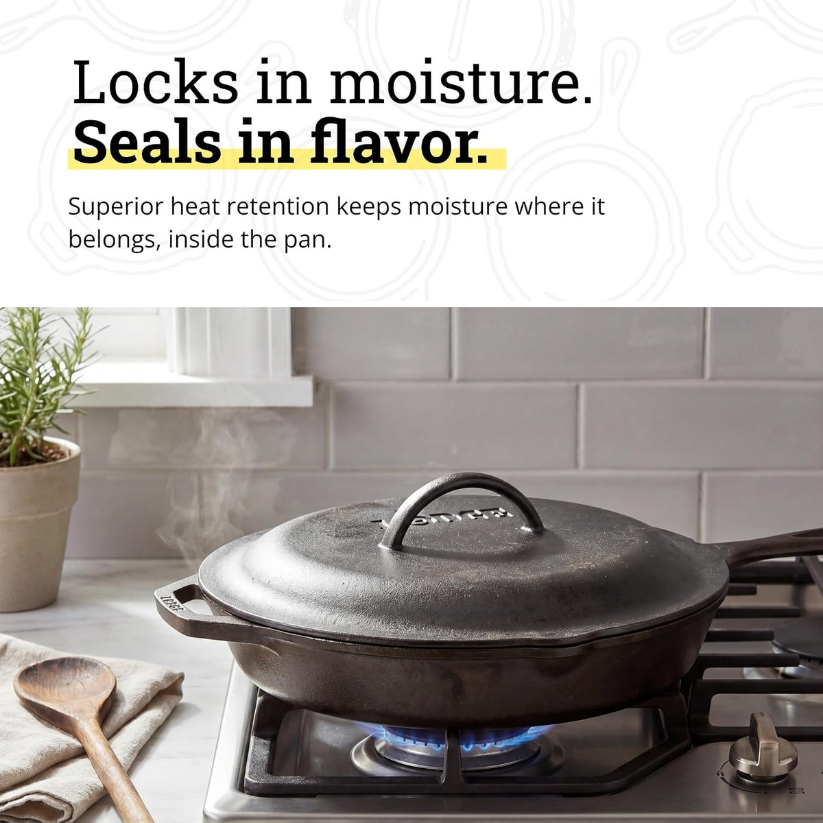 Lodge Pre-Seasoned Cast Iron Lid, Replacement Skillet Cover, 12 Inches