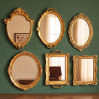 Beeveer 4 Pcs Vintage Gold Wall Mirror Set Luxury Gallery Wall Mirror Decorative Hanging Antique Decor for Living Room Entryway Wedding Bedroom Bathroom Victorian Decor (Elegant,White)