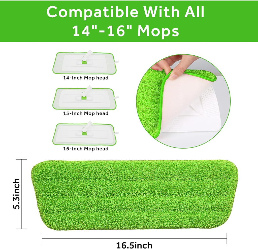 16.5" Microfiber Mop Pads Refills, 3 Pack Reusable Replacement Heads