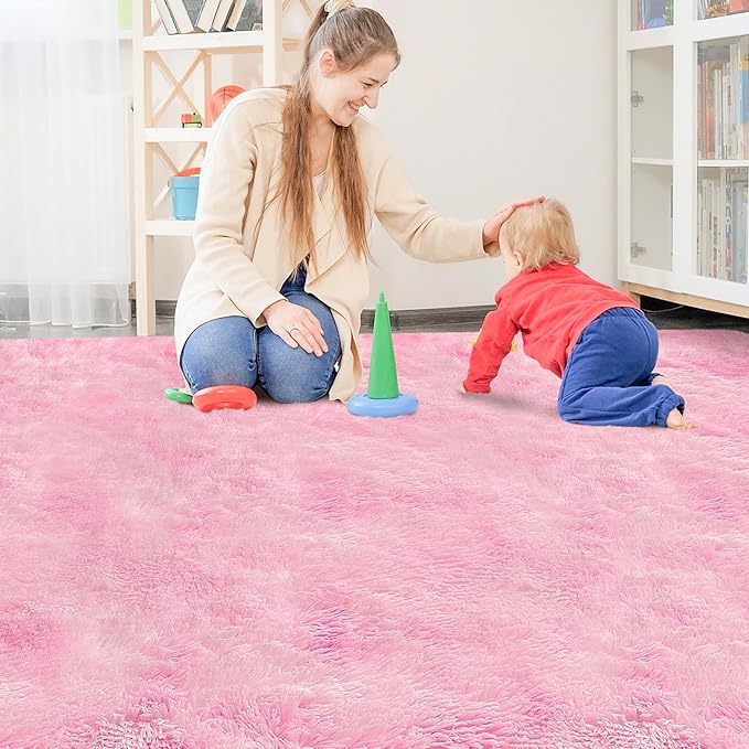 Tie-Dye Pink Upgraded Anti-Slip Fluffy Shag Rug - Image 2