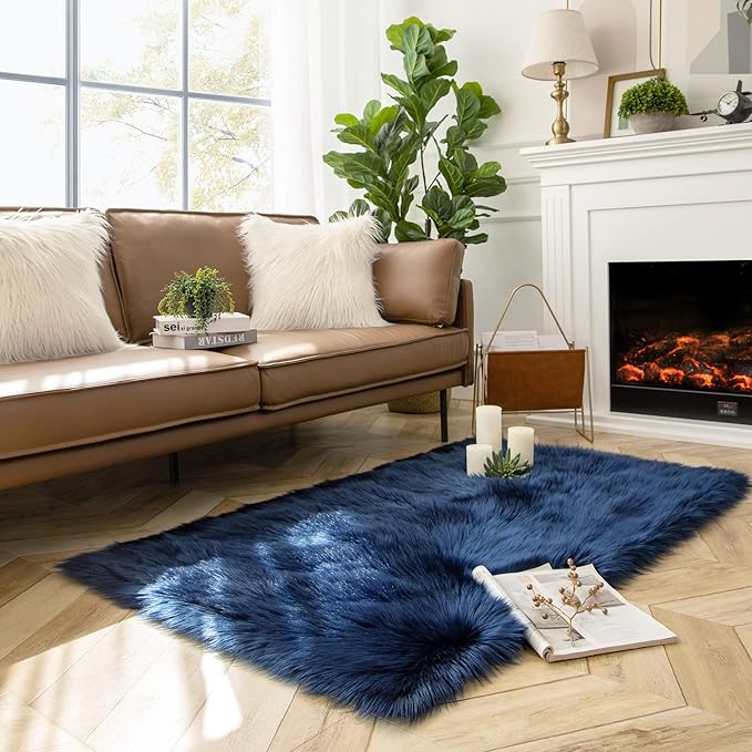 Ashler faux fur rug, Fluffy Shaggy Area Rug Ultra Soft 3 x 5 Feet Rectangle Fur - Image 3