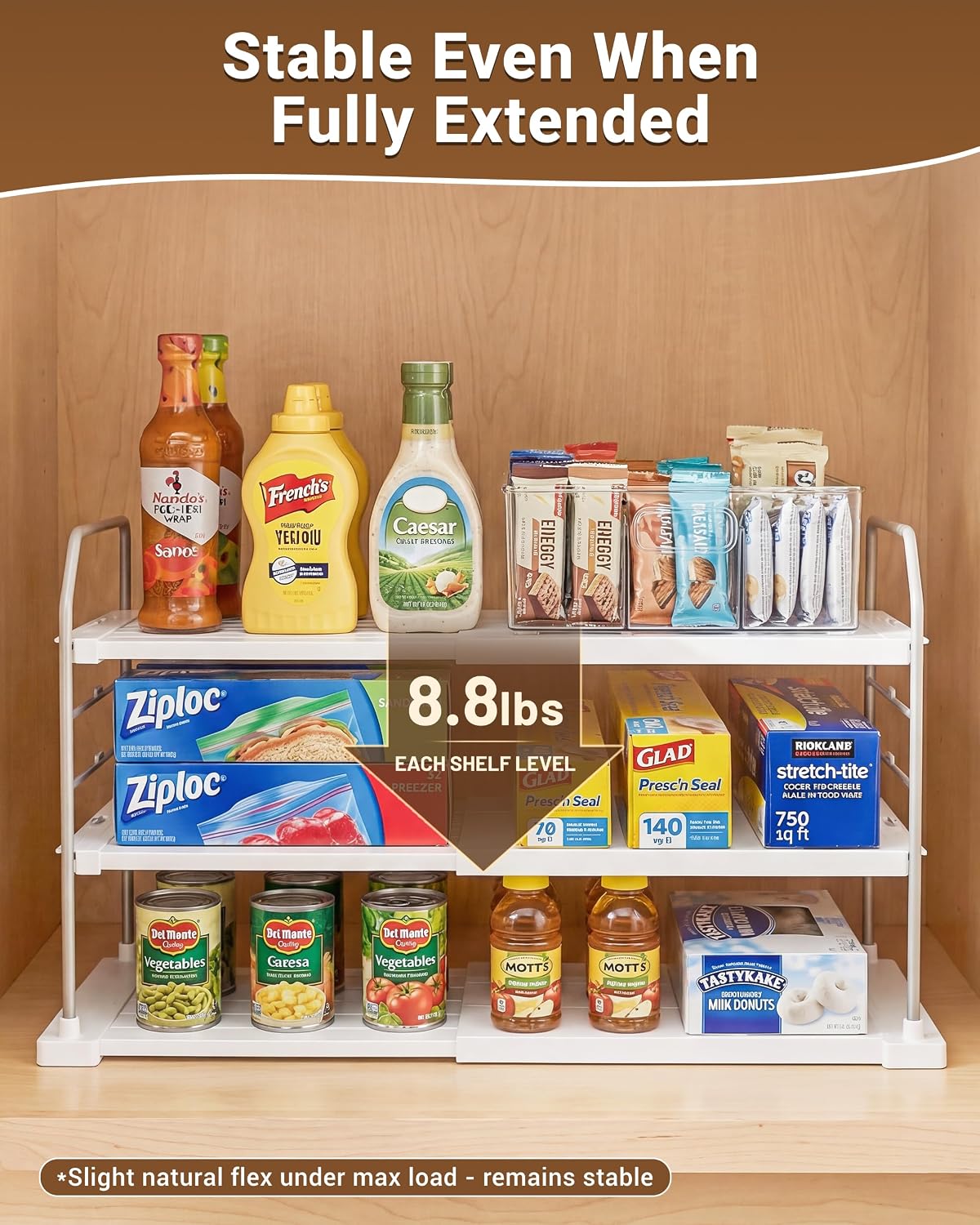 EVERIE 3-Tier Cabinet Organizer, Expandable Shelf for Foil & Wrap Boxes