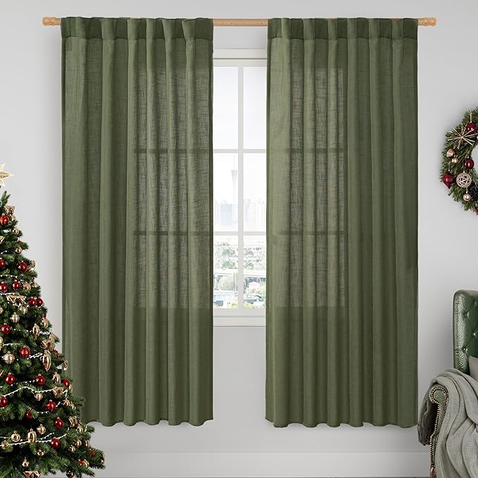 LAMIT Light Filtering Linen Curtains 78 inch by LAMIT