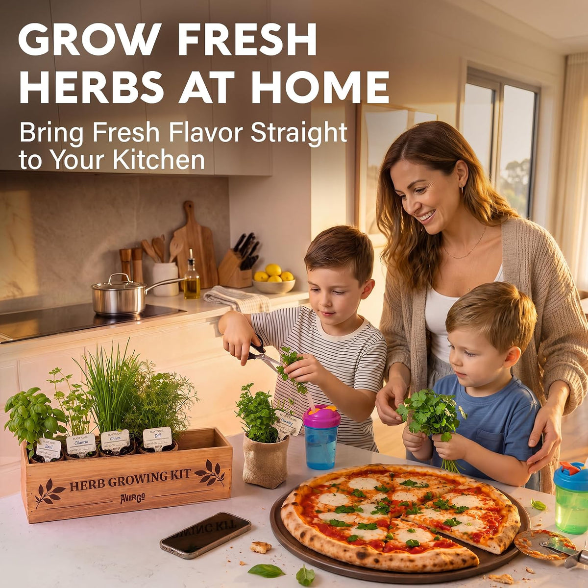 Indoor Herb Garden Kit, Herb Growing Kit for Kitchen and Windowsill