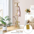 Hoctieon Coat Rack Freestanding, Coat Tree with Umbrella Holder, Metal Coat Rack Stand with 12 Hooks, Standing Coat Hanger Stand, Umbrella Stand for Entryway, Hat Rack Stand for Home Office