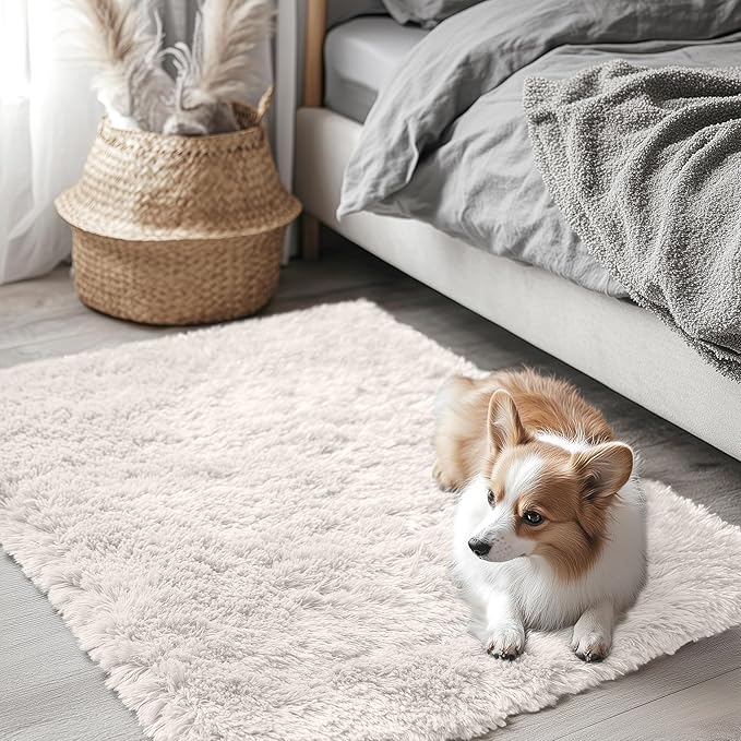 OLANLY 2x3 Machine Washable Small Bedside Rug, Soft Fluffy Shaggy Entryway - Image 5