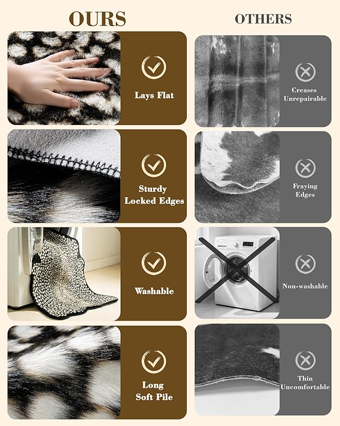Leopard Print Rug for Living Room, Cheetah Rug 5.2x7 Faux Animal Print Skin - Image 5