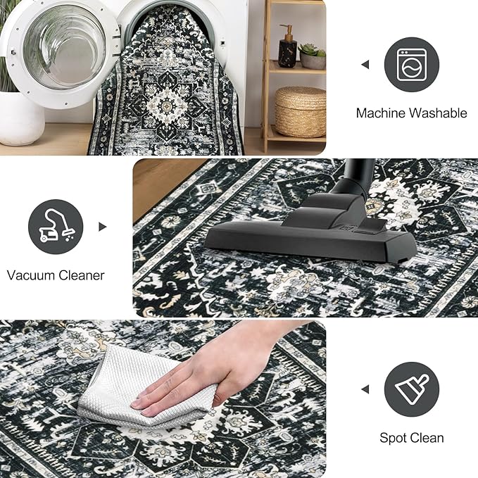 Yamaziot Washable Runner Rug, 2x8 Non-Slip Boho Vintage Hallway Rug Runner - Image 5