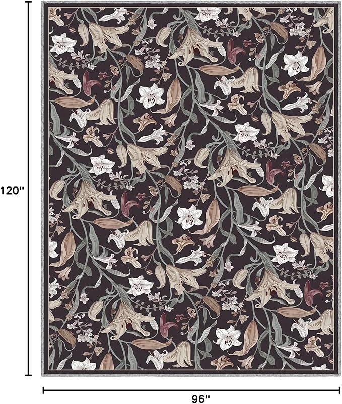 Area Rug 8x10 Vintage Rug Traditional Mat, Non Slip Indoor Boho Area Rug Carpet - Image 3