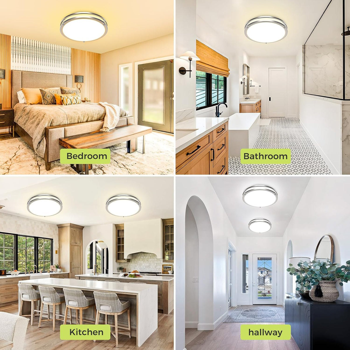 hepside 1 Pack Flush Mount Ceiling Light Fixture, Dimmable & 5Color Temperatures Ceiling Light Black, 10inch 15W 3000K 3500K 4000K 5000K 6500K Adjustable Ceiling Lamps for Bathroom Bedroom Hallway