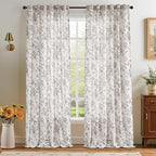 jinchan Linen Blend Curtain Floral Curtains - Image 7