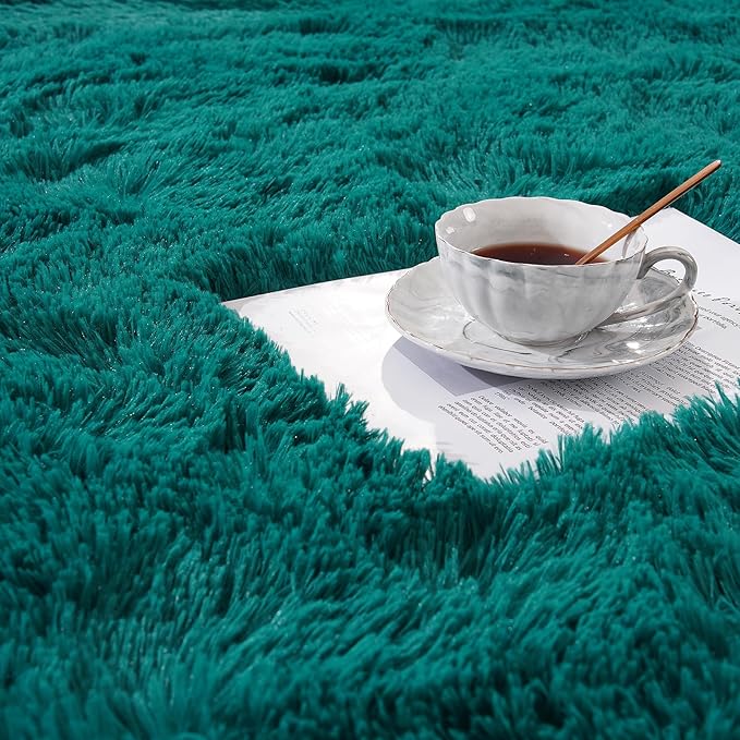 Amearea Blue and Green Shag Area Rug 4' x 5' - Image 5
