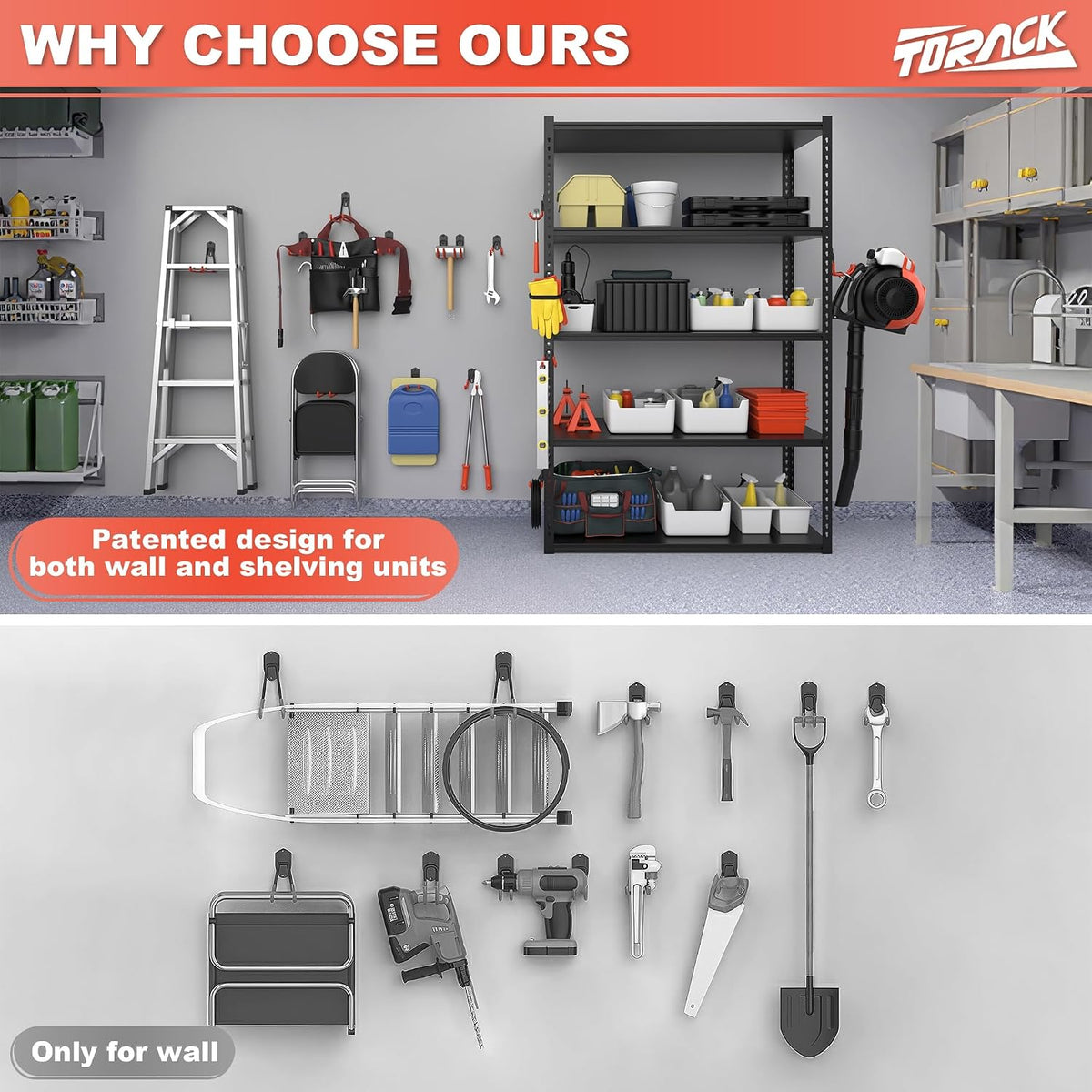 TORACK 15 PCS Garage Storage System Hooks, Shelving Hooks