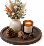 DomeStar 12 Inch Brown Solid Wood Rustic Farmhouse Tray