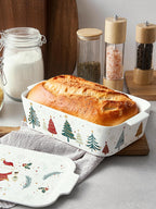 Samsle Ceramic Baking Dish with Lid, 76 oz Casserole Pan, White