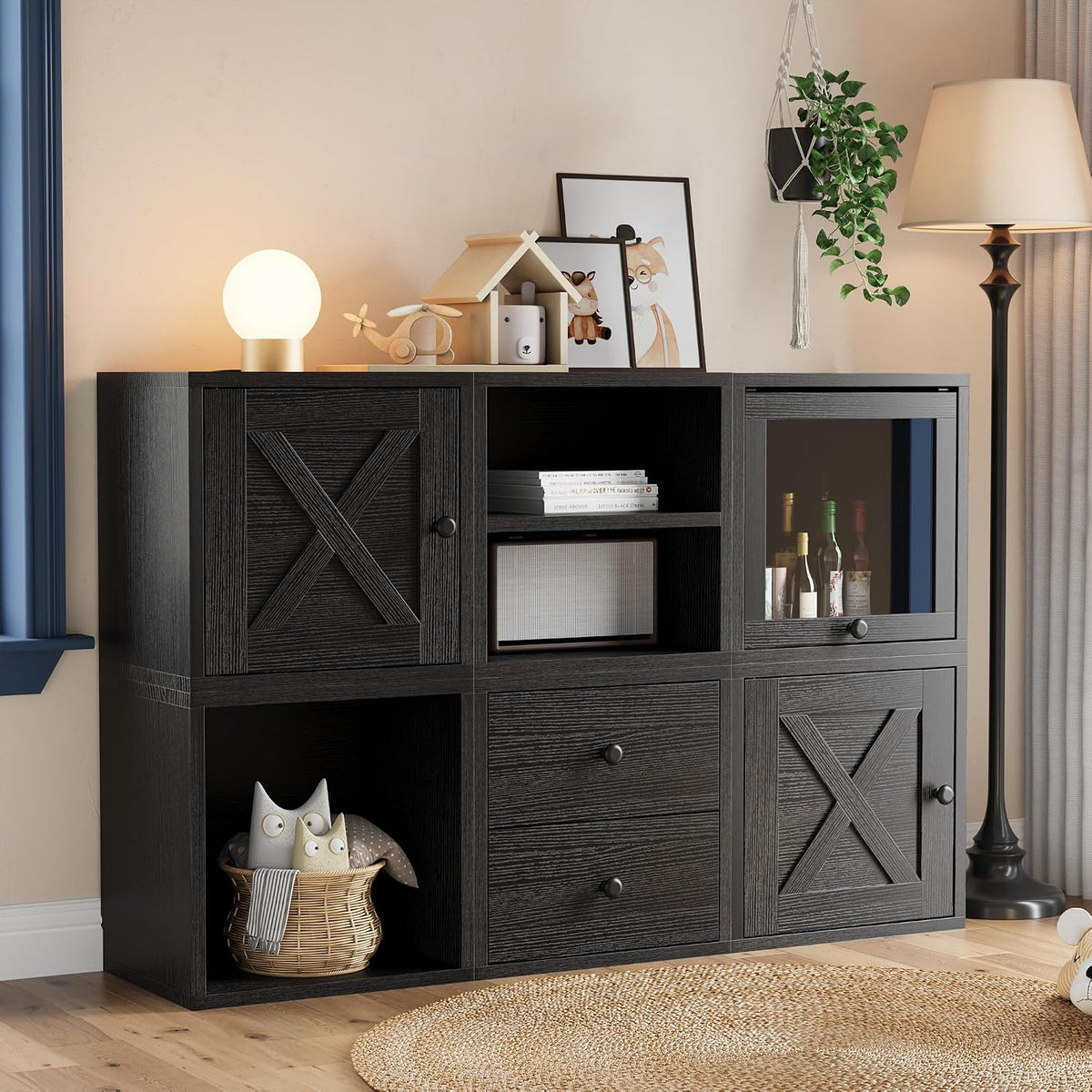 FUSUNBAO DIY Cube Storage Organizer Stackable Cubes for Home Books Clothes Toy -Modular Cubby Storage System-Office Cubical-Bookcase Closet (Black, 1 Layer Cube)