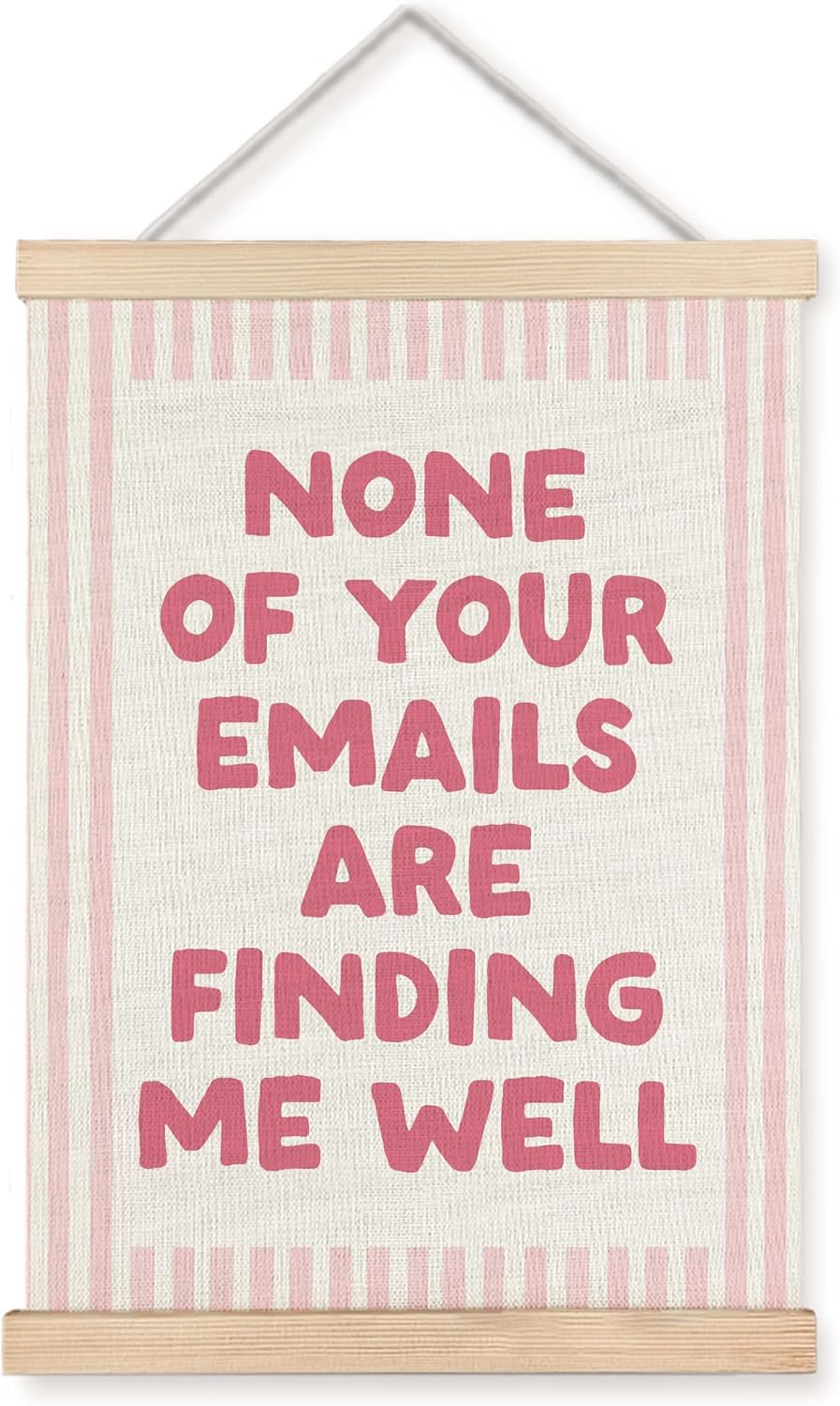 SAFDSGFDB Funny Pink Striped Office Wall Art Poster, None of Your Emails Are Finding Me Well Wall Decor for Workplace Home Office, Work Humor Gifts for Coworker Friend, 12x16 in