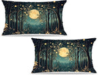 Rustic William Morris Inspired Night Moon Forest Decor Pillow Covers 18x18 Set by Unknown