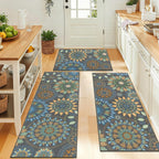Bsmathom Boho Kitchen Rug Sets 3 Piece with Runner, Farmhouse Kitchen Rugs Non Slip Washable, Kitchen Mats for Floor Set of 3 for Kitchen Entryway Hallway Laundry Room