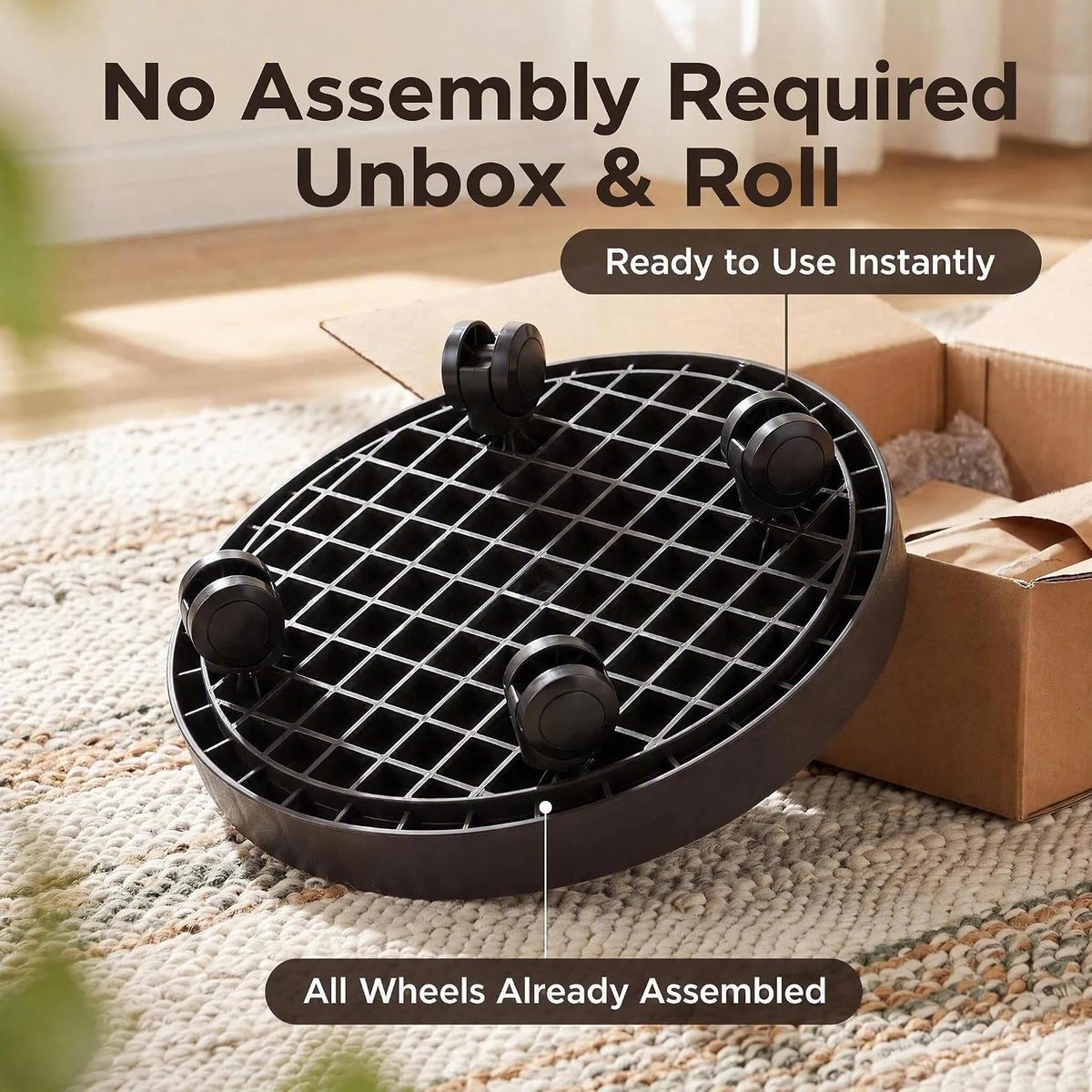12.6 Inch Plant Caddy with Wheels, Round Rolling Flower Pot Stand, Heavy Duty Wheeled Planter Saucer Tray, Holder Dolly for Indoor Outdoor，Potted Coaster Roller Base Tray with Casters