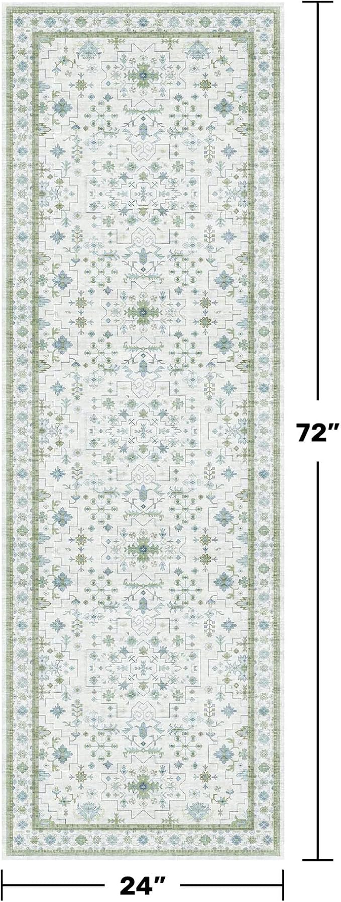 Hazo Haus Washable Oushak 2x6 Bathroom Runner Rug, Eclectic Boho Floral Pastel - Image 2