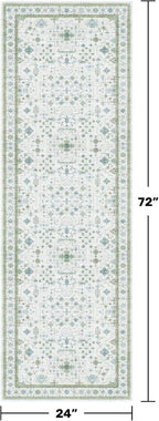 Hazo Haus Washable Oushak 2x6 Bathroom Runner Rug, Eclectic Boho Floral Pastel - Image 2