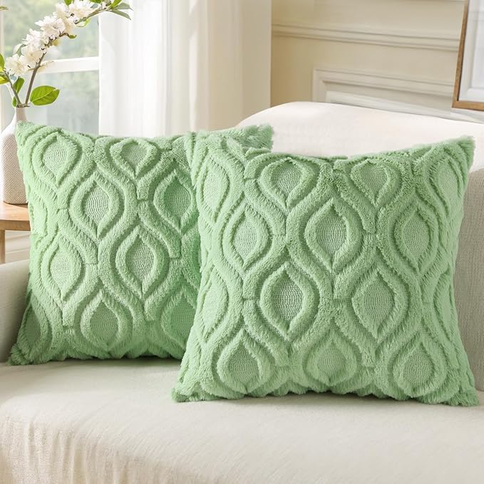 decorUhome Summer Throw Pillow Covers 22x22 Inch Set of 2, Soft Plush Faux Wool by decorUhome