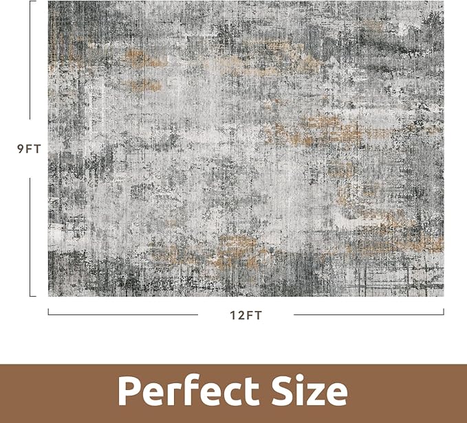9 x 12 Area Rugs for Living Room, Machine Washable Non Slip Rug Ultra Soft Low - Image 2