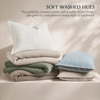 EverGrace Stonewashed Textured Cotton Quilt Set, King Size, Ivory White