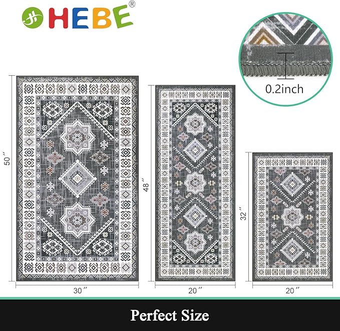 HEBE Boho Kitchen Rug Sets 3 Piece - Image 2