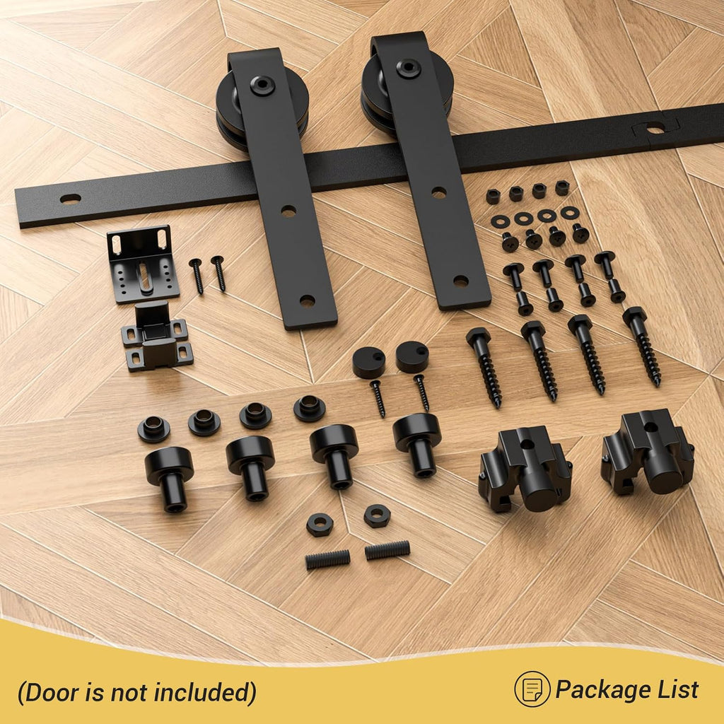 CCJH 2.5FT Mini Sliding Barn Door Hardware Kit Closet Cabinet 30" Track System Carbon Steel Basic Roller Hanger for Single 15" Wide Door Panel