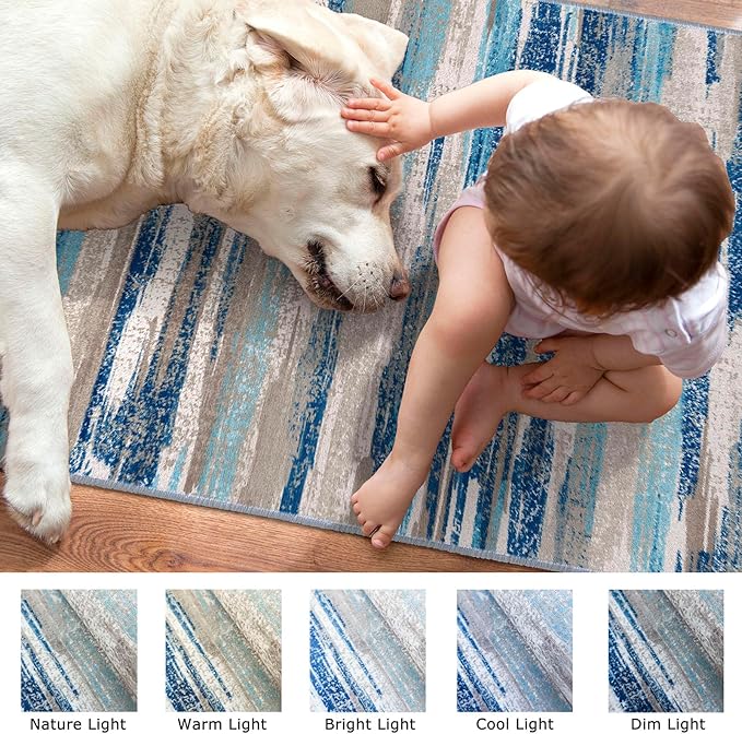 Lansny Abstract Area Rug 3x5 Washable Rugs - Image 3